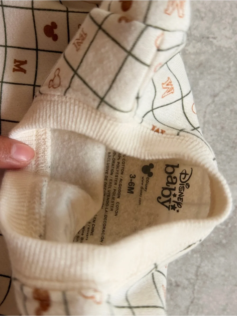 Disney Cream Grid Sweatshirt with Brown Accents